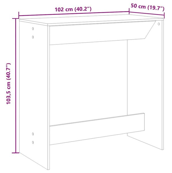 Szürke sonoma színű szerelt fa bárasztal 102 x 50 x 103,5 cm