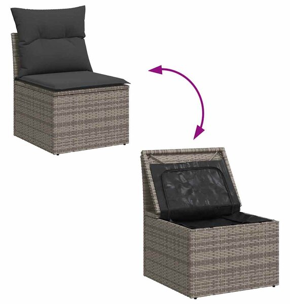 6 részes szürke polyrattan kerti ülőgarnitúra párnákkal