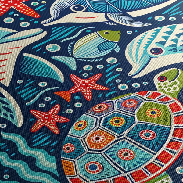 Kép – Rajzolt vízi állatok (90x60 cm)