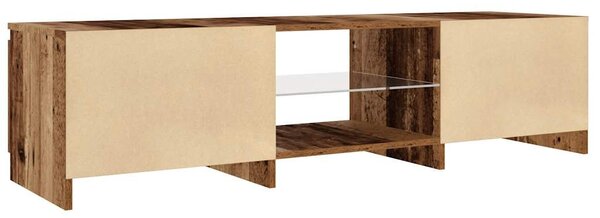 Antik fa színű szerelt fa TV-szekrény LED-ekkel 140x40x36 cm