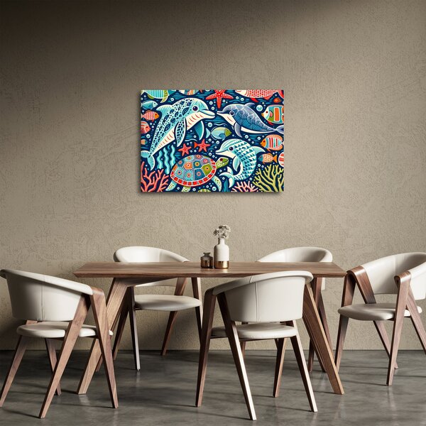 Kép – Rajzolt vízi állatok (70x50 cm)