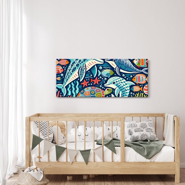 Kép – Rajzolt vízi állatok (120x50 cm)