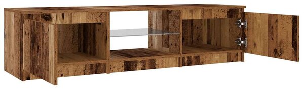 Antik fa színű szerelt fa TV-szekrény LED-ekkel 140x40x36 cm