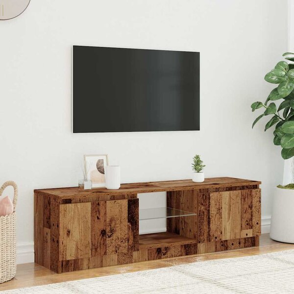 Antik fa színű szerelt fa TV-szekrény LED-ekkel 140x40x36 cm