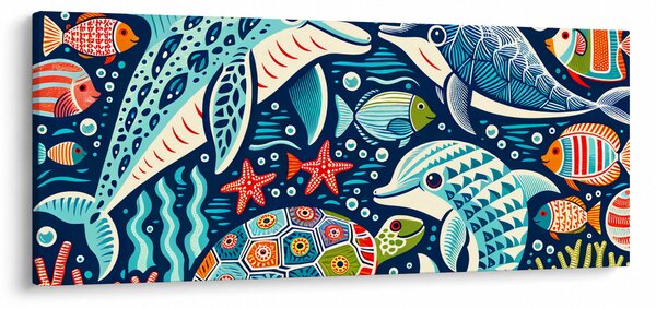 Kép – Rajzolt vízi állatok (120x50 cm)