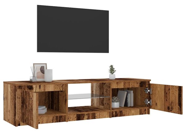 Antik fa színű szerelt fa TV-szekrény LED-ekkel 140x40x36 cm