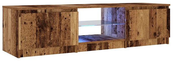 Antik fa színű szerelt fa TV-szekrény LED-ekkel 140x40x36 cm