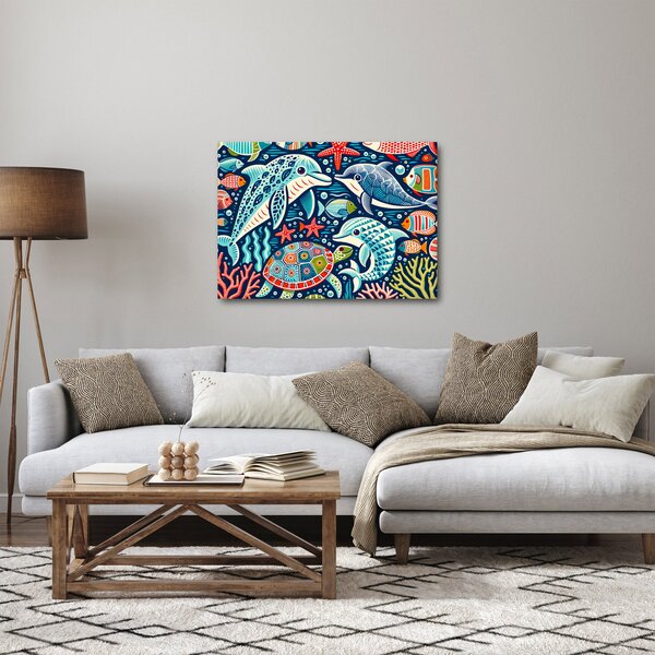 Kép – Rajzolt vízi állatok (70x50 cm)