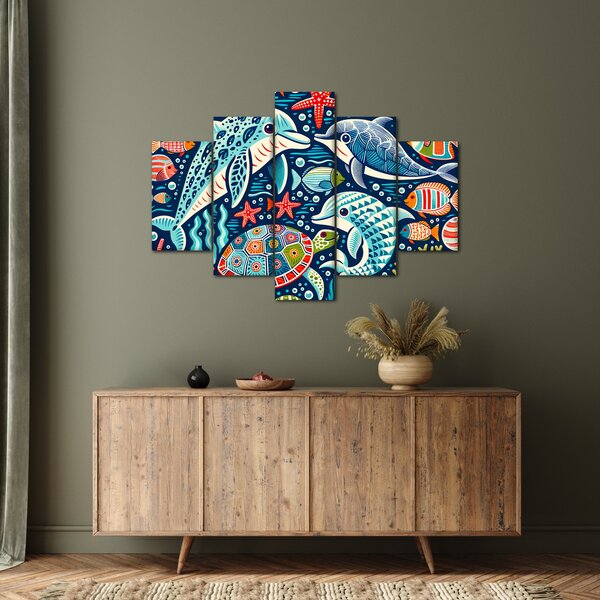 Kép – Rajzolt vízi állatok (150x105 cm)