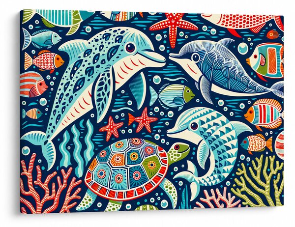 Kép – Rajzolt vízi állatok (70x50 cm)