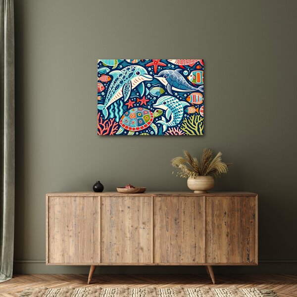 Kép – Rajzolt vízi állatok (70x50 cm)