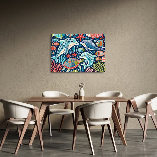 Üveg kép – Rajzolt vízi állatok (70x50 cm)