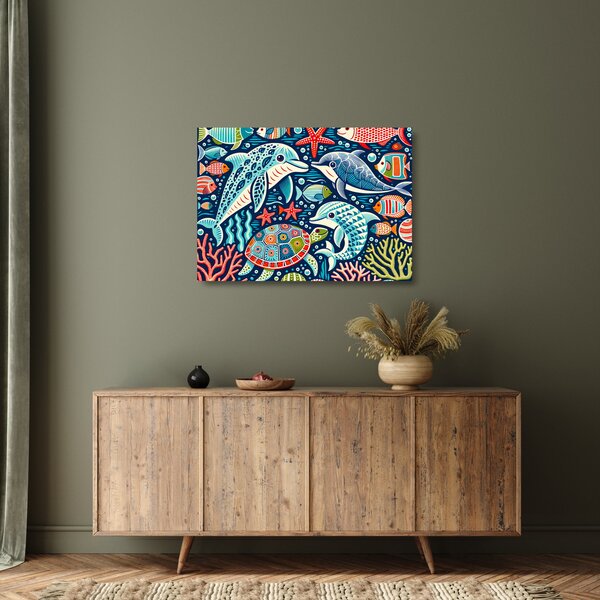 Üveg kép – Rajzolt vízi állatok (70x50 cm)