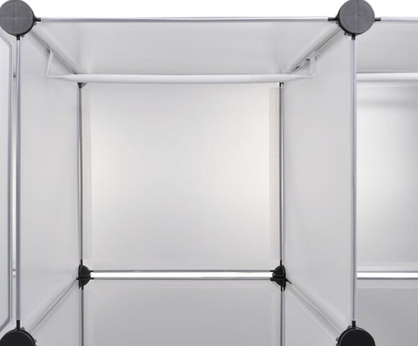 Fehér moduláris szekrény 18 rekesszel 37 x 146 x 180,5 cm