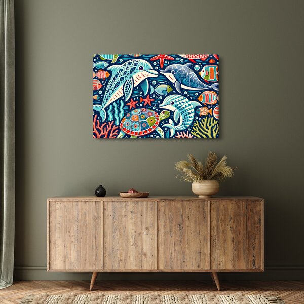Kép – Rajzolt vízi állatok (90x60 cm)