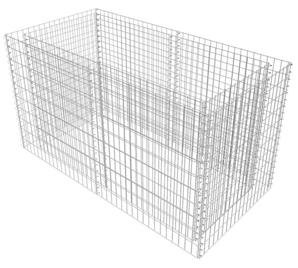 Ezüstszínű acél gabion magaságyás 180 x 90 x 100 cm