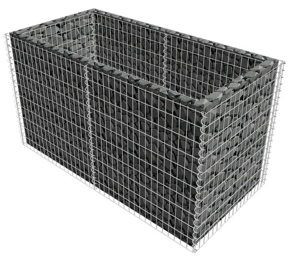 Ezüstszínű acél gabion magaságyás 180 x 90 x 100 cm