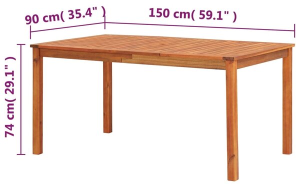 Tömör akácfa kerti asztal 150 x 90 x 74 cm