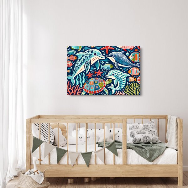 Kép – Rajzolt vízi állatok (90x60 cm)