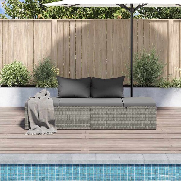 Szürke polyrattan kerti ágy 195 x 60 cm