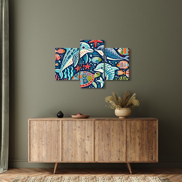 Kép – Rajzolt vízi állatok (90x60 cm)