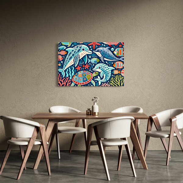 Kép – Rajzolt vízi állatok (90x60 cm)