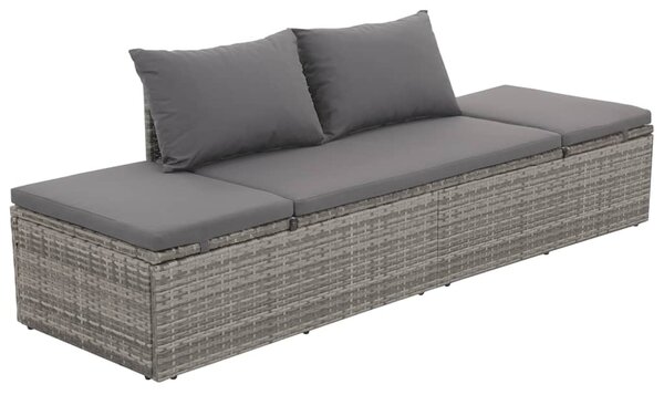 Szürke polyrattan kerti ágy 195 x 60 cm