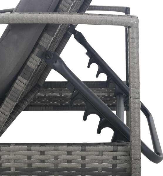 Szürke polyrattan karfás napozóágy