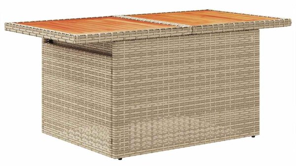 7 részes bézs polyrattan akácfa kerti ülőgarnitúra párnákkal