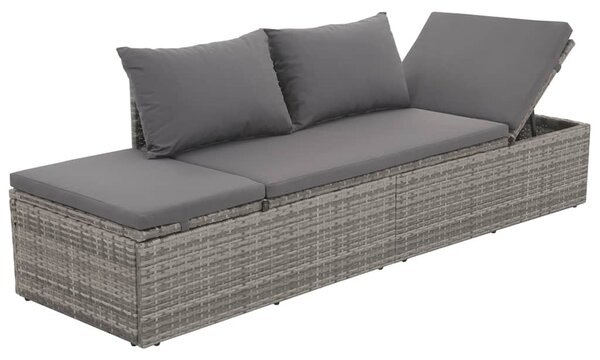 Szürke polyrattan kerti ágy 195 x 60 cm