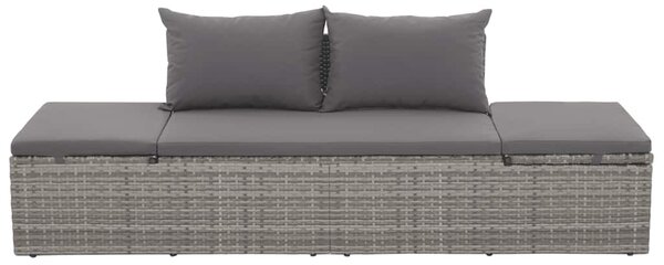 Szürke polyrattan kerti ágy 195 x 60 cm