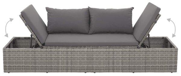 Szürke polyrattan kerti ágy 195 x 60 cm