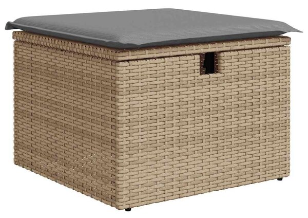 9 részes bézs polyrattan kerti ülőgarnitúra párnákkal