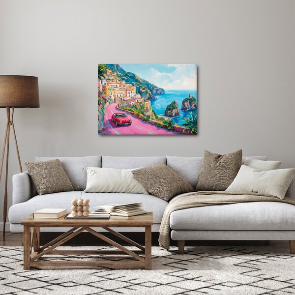 Kép - Rózsaszín part menti út (70x50 cm)