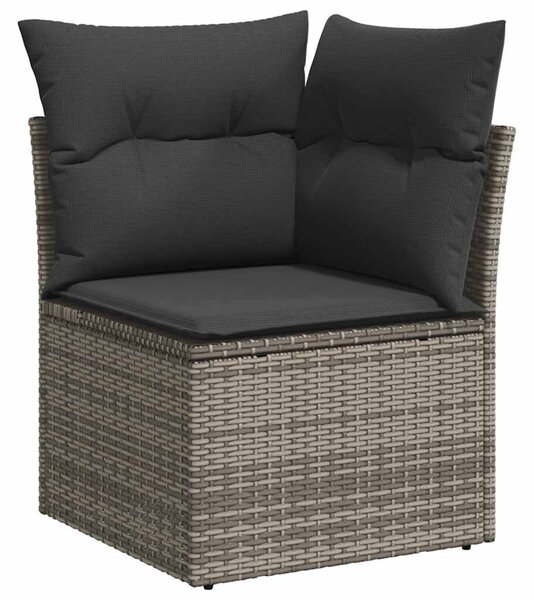7 részes szürke polyrattan kerti ülőgarnitúra párnákkal