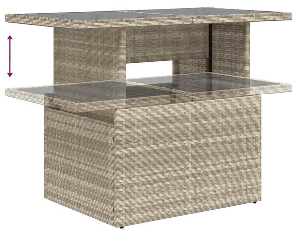 5 részes világosszürke polyrattan kerti ülőgarnitúra párnákkal