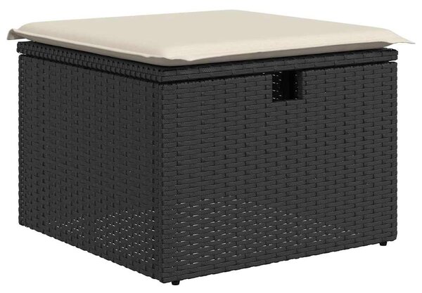 7 részes fekete polyrattan kerti ülőgarnitúra párnával