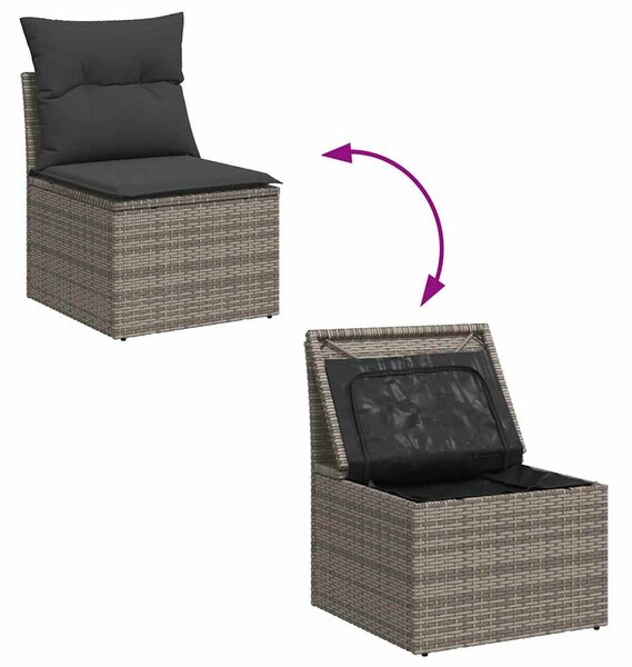 6 részes szürke polyrattan kerti ülőgarnitúra párnákkal