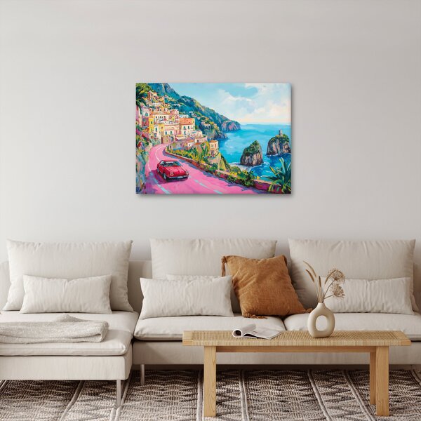Kép - Rózsaszín part menti út (70x50 cm)