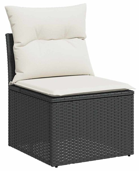 11 részes fekete polyrattan kerti ülőgarnitúra párnákkal