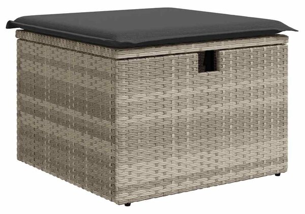 8 részes világosszürke polyrattan kerti ülőgarnitúra párnával