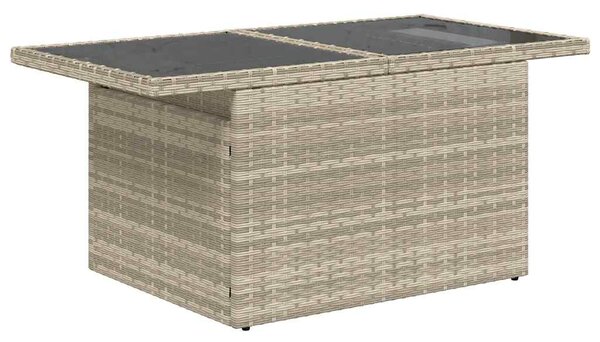 10 részes világosszürke polyrattan kerti ülőgarnitúra párnákkal