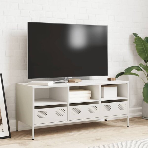 Fehér hidegen hengerelt acél TV-szekrény 101,5 x 39 x 43,5 cm