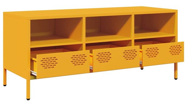 Mustársárga hidegen hengerelt acél TV-szekrény 101,5x39x43,5 cm