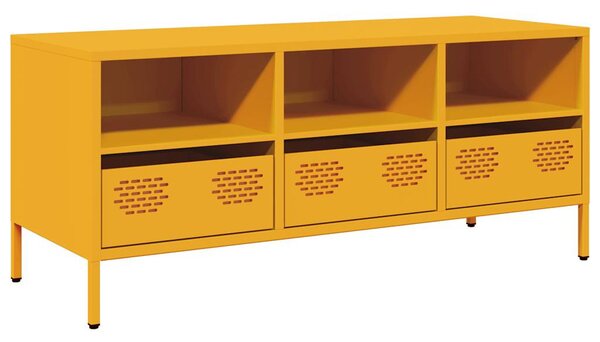 Mustársárga hidegen hengerelt acél TV-szekrény 101,5x39x43,5 cm