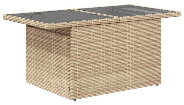 8 részes bézs polyrattan akácfa kerti ülőgarnitúra párnával
