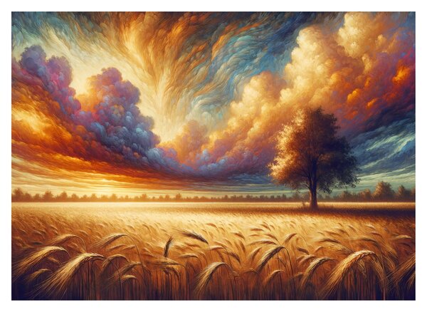 Üveg kép – Fa a mezőn (70x50 cm)
