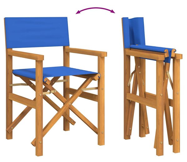 Összecsukható rendezői szék Kék tömörfa teak