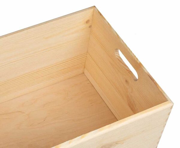 Fa doboz fogantyúkkal 40x30x23 cm tömör fa fenyő