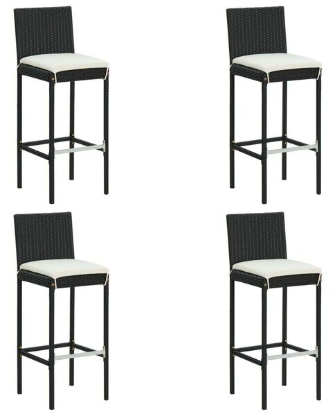 Kültéri Polyrattan Bárszett - 5 részes - Fekete